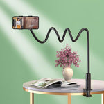 Supporto per telefono flessibile a collo d'oca da 75 cm per scrivania e letto, con base a spirale e clip regolabile a 360 gradi., Phone Mount Black