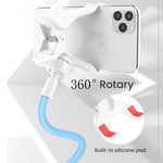 Supporto per telefono flessibile a collo d'oca da 75 cm per scrivania e letto, con base a spirale e clip regolabile a 360 gradi., Phone Mount Black