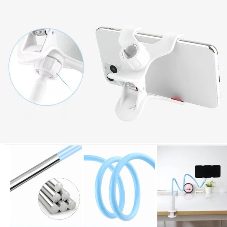Supporto per telefono flessibile a collo d'oca da 75 cm per scrivania e letto, con base a spirale e clip regolabile a 360 gradi., Phone Mount Black