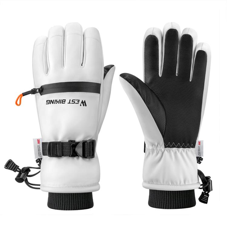 Guanti da sci WEST BIKING con touchscreen, antivento e impermeabili, con palmo antiscivolo e tasca con cerniera per skipass., S, M, L, XL