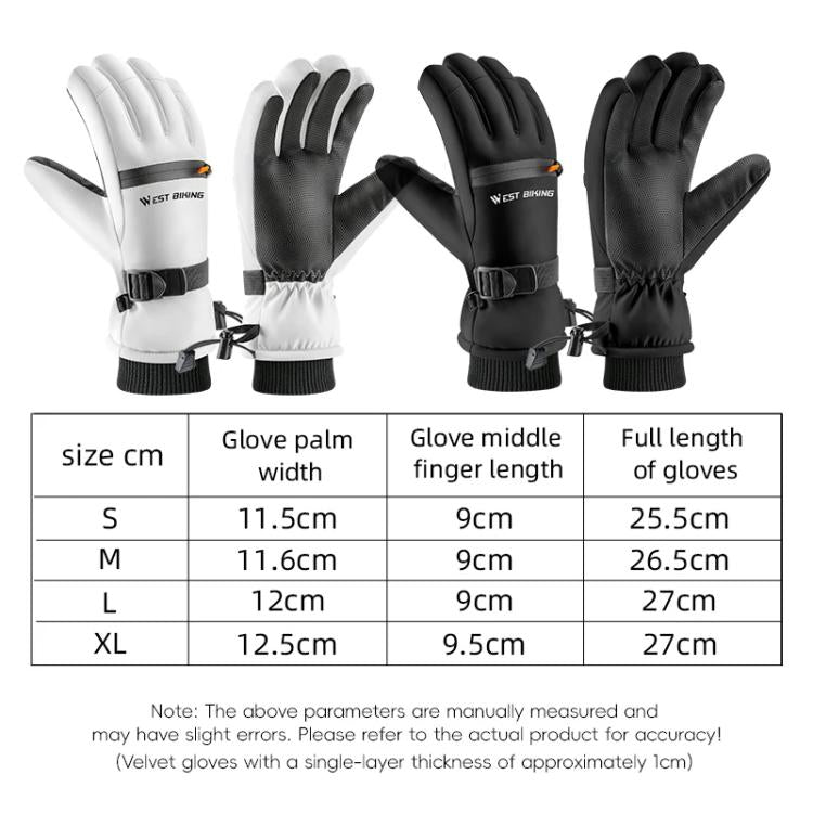 Guanti da sci WEST BIKING con touchscreen, antivento e impermeabili, con palmo antiscivolo e tasca con cerniera per skipass., S, M, L, XL