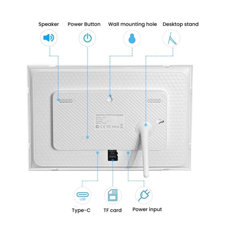 Cornice digitale intelligente con calendario e agenda da 10,1 pollici con Wi-Fi e display touchscreen, controllabile tramite app., EU Plug, US Plug, UK Plug, AU Plug