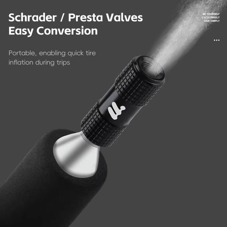 WEST BIKING Adattatore universale per valvola di gonfiaggio CO2 per biciclette, compatibile con valvole Presta e Schrader, con manicotto in schiuma antigelo.