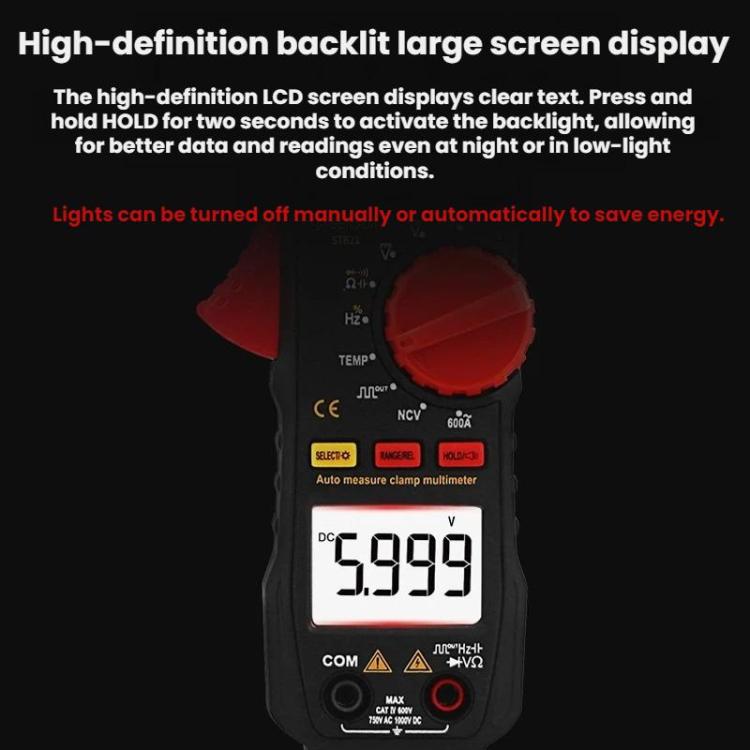 Multimetro a pinza CC con display digitale ad alta precisione SMART SENSOR, ST822