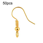 50 pezzi di perni e ganci per orecchini in acciaio inossidabile, accessori per la creazione di gioielli fai da te, Steel Straight Bar, Gold Straight Bar, Steel Cross, Gold Cross