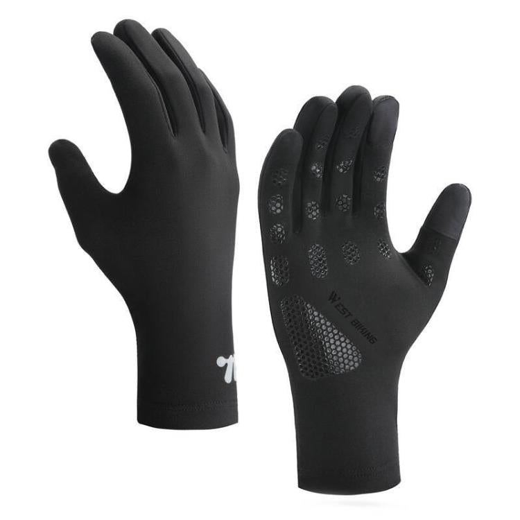 Guanti invernali da ciclismo WEST BIKING con touchscreen, foderati in pile, a dita intere, termici per bici da strada.