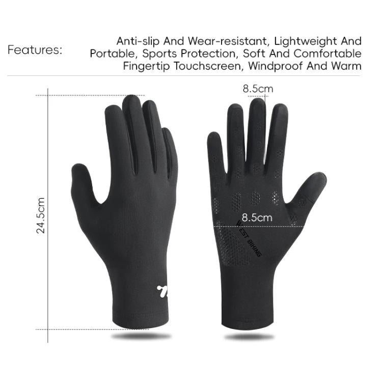 Guanti invernali da ciclismo WEST BIKING con touchscreen, foderati in pile, a dita intere, termici per bici da strada.