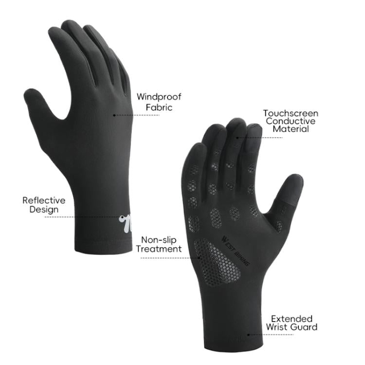 Guanti invernali da ciclismo WEST BIKING con touchscreen, foderati in pile, a dita intere, termici per bici da strada.