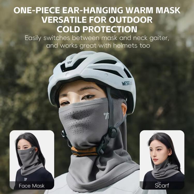 WEST BIKING Maschera invernale con elastici per le orecchie, doppio strato in pile, scaldacollo antivento per ciclismo, Free Size