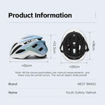 Casco da ciclismo WEST BIKING per ragazzi, ideale per bici da strada e mountain bike, con imbottitura agli ioni negativi e fibbia magnetica., 48-52cm