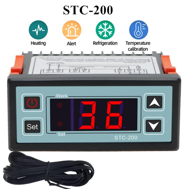 Regolatore di temperatura STC-200 per celle frigorifere e unità di refrigerazione (raffreddamento/riscaldamento) con funzione di allarme., STC-200  220V