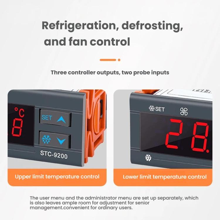Regolatore di temperatura a microcomputer STC-9200 - Uscita a 3 modalità per refrigerazione, sbrinamento e controllo della ventola, universale per celle frigorifere/refrigeratori
