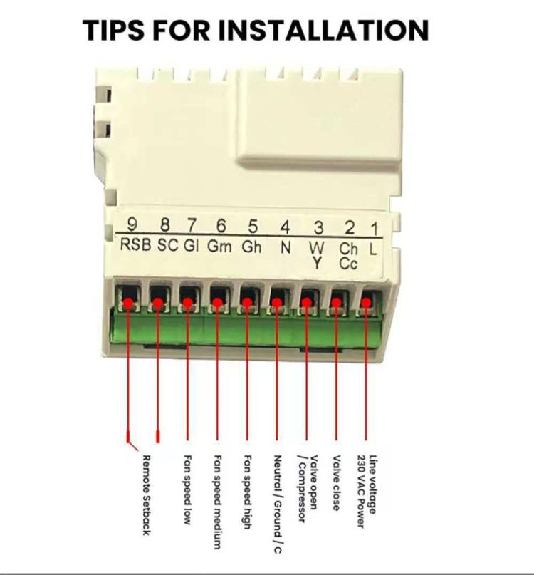 Termostato digitale da 220 V con ampio display LCD per condizionatore d'aria FCU, T6861H2WB, T6861H2WG