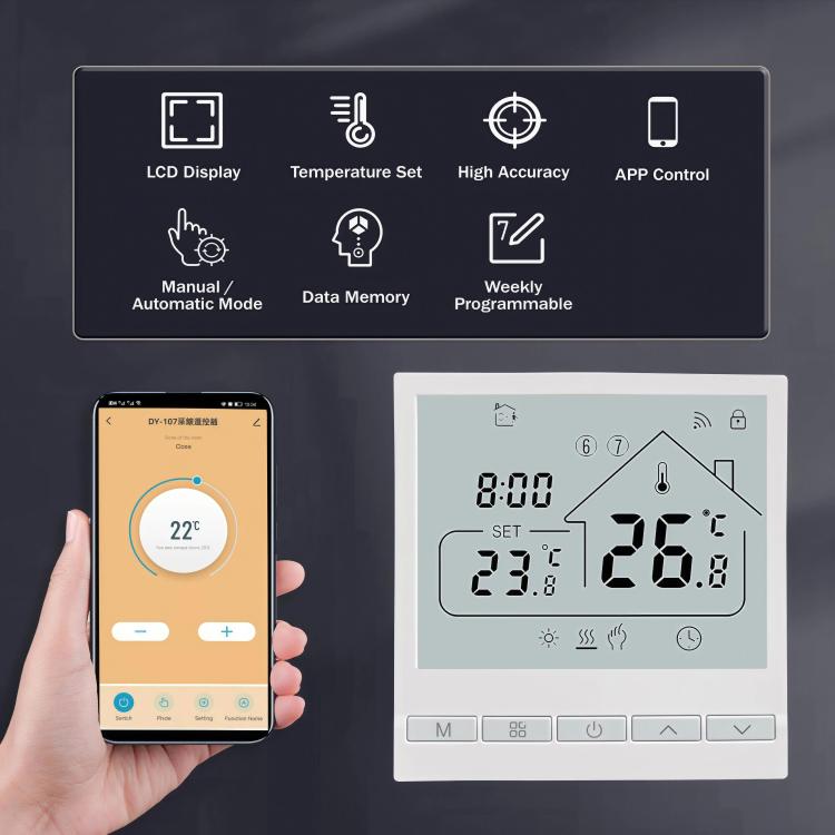 Termostato da pavimento WIFI compatibile con l'app Tuya Smart Home, controllo remoto e regolatore di temperatura per riscaldamento a pavimento., 220V 16A, 220V 3A