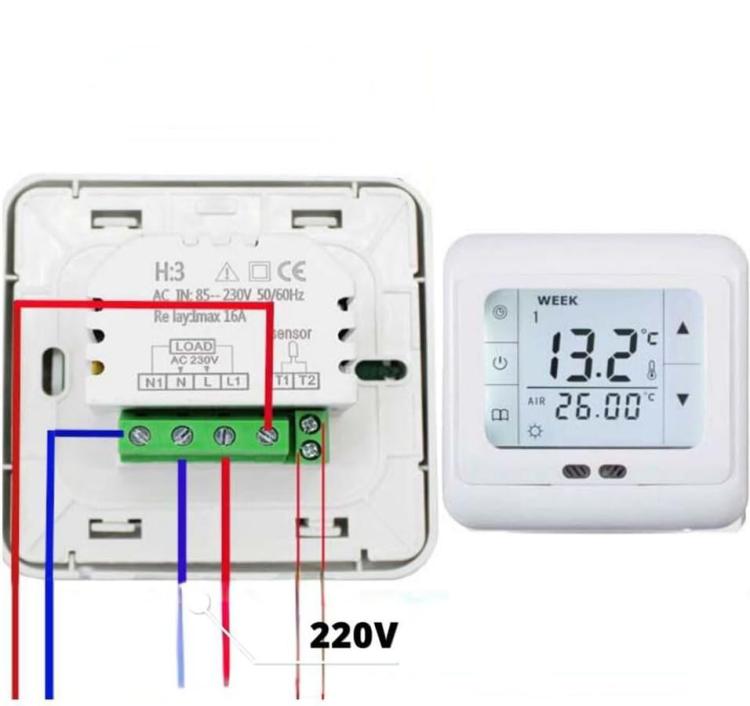 Termostato da pavimento 16A, regolatore di temperatura per riscaldamento a pavimento, No WiFi, WiFi Version