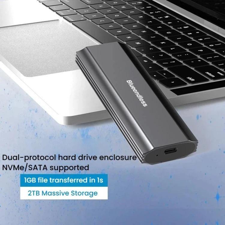 Custodia esterna SSD M.2 NVMe/SATA in alluminio 10Gbps