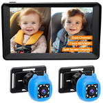 Monitor per auto da 7 pollici con doppia lente e visione notturna a infrarossi per neonati.