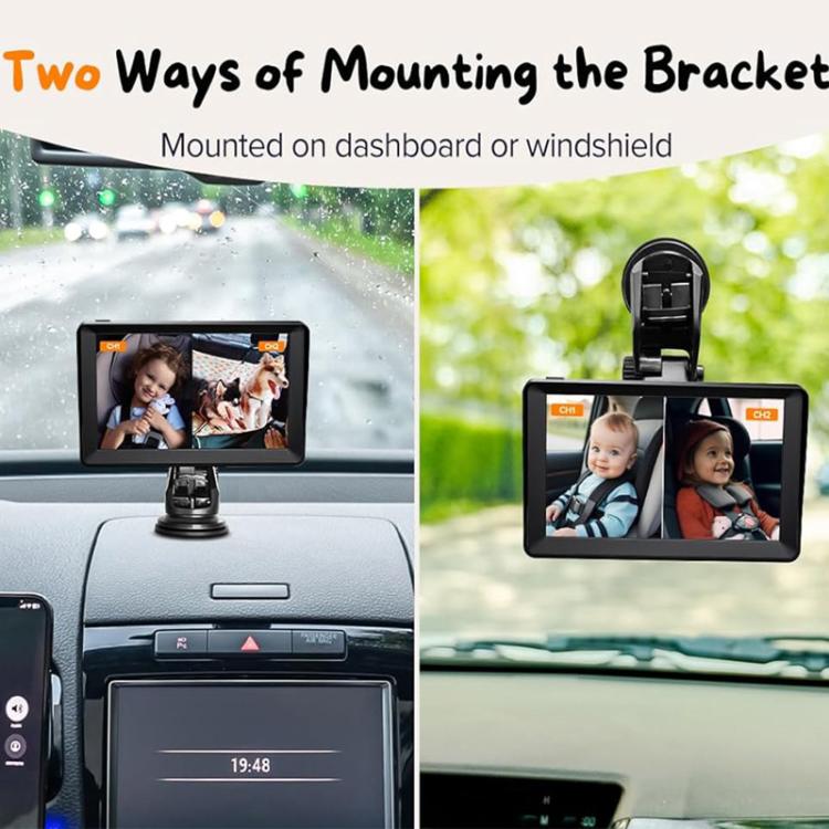 Monitor per auto da 7 pollici con doppia lente e visione notturna a infrarossi per neonati.