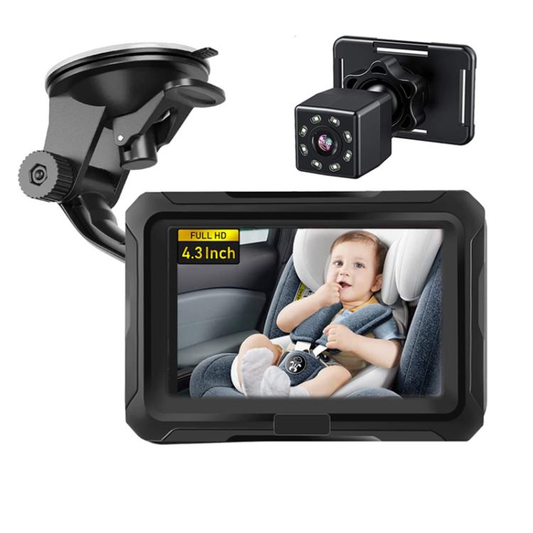 Monitor per auto per bambini da 4,3 pollici con risoluzione HD 1080p e visione notturna a infrarossi., With Cigarette Lighter, With USB