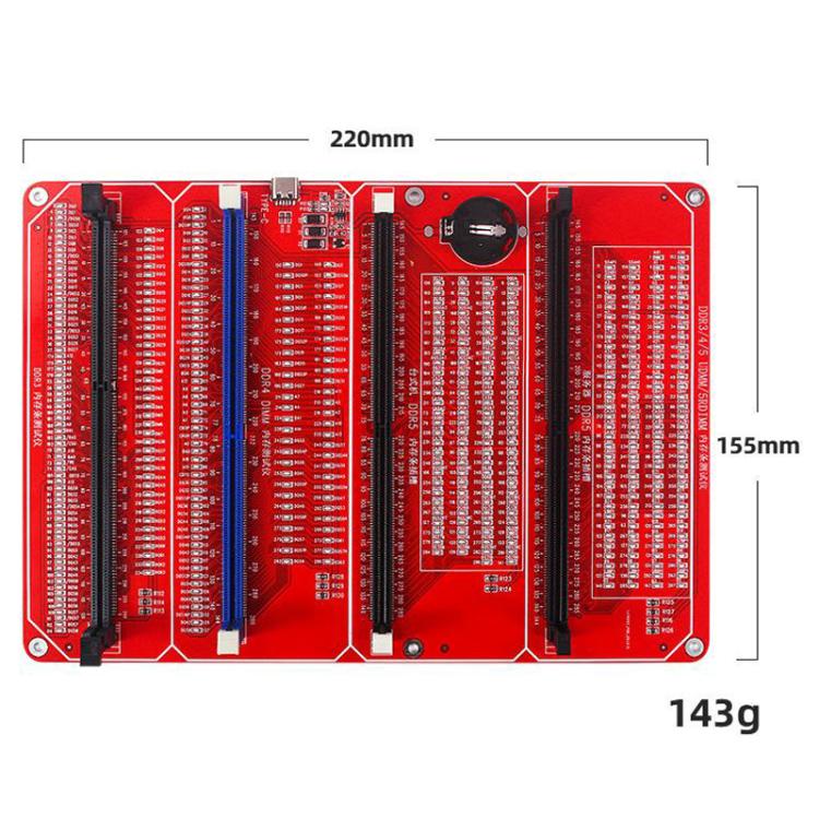 Tester 4 in 1 con indicatore LED per moduli di memoria DDR3/DDR4 UDMM/DDR5 per desktop/DDR5 per server., 4 In 1