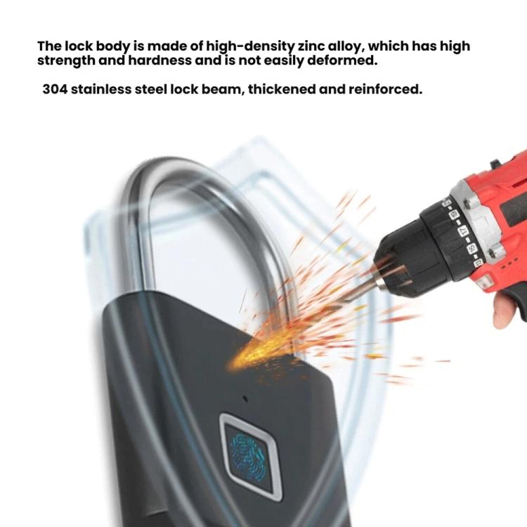 Lucchetto con impronta digitale compatibile con l'app Tuya Smart, capacità fino a 30 impronte digitali, ricaricabile tramite USB-C, corpo in lega di zinco.
