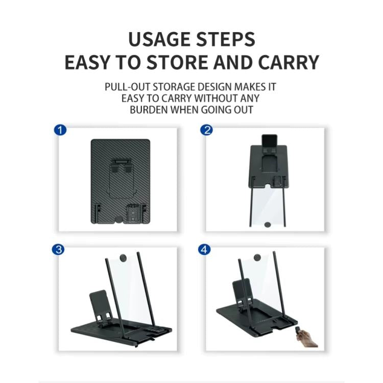 Lente d'ingrandimento verticale per schermo da 14 pollici per cellulari con telecomando, amplificatore di proiezione per schermo mobile Ultra HD e supporto da tavolo., Blu-ray Ultra HD, Blu-ray High Definition