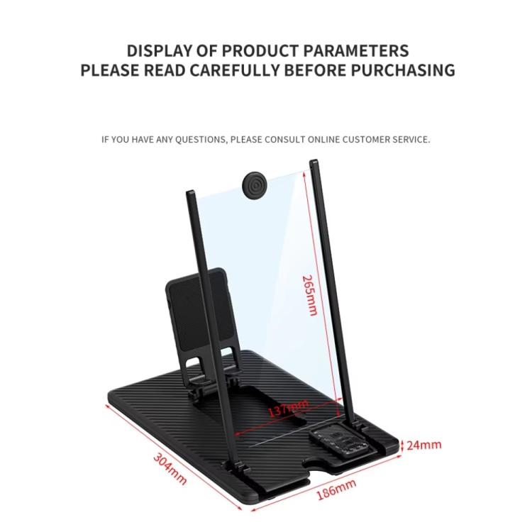 Lente d'ingrandimento verticale per schermo da 14 pollici per cellulari con telecomando, amplificatore di proiezione per schermo mobile Ultra HD e supporto da tavolo., Blu-ray Ultra HD, Blu-ray High Definition