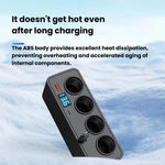 BY-1847 Caricabatterie per auto con cavo retrattile da 1 a 4 pin, display digitale, per accendisigari, 120 W.
