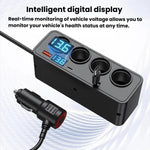 BY-1847 Caricabatterie per auto con cavo retrattile da 1 a 4 pin, display digitale, per accendisigari, 120 W.