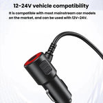 BY-1847 Caricabatterie per auto con cavo retrattile da 1 a 4 pin, display digitale, per accendisigari, 120 W.