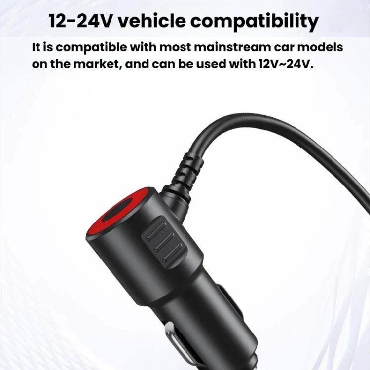 BY-1847 Caricabatterie per auto con cavo retrattile da 1 a 4 pin, display digitale, per accendisigari, 120 W.