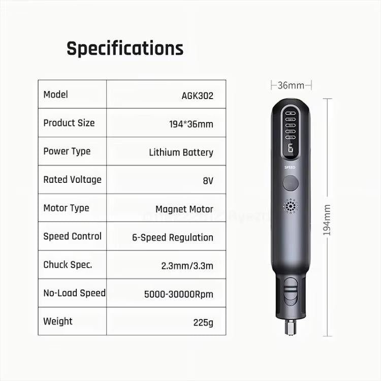 Greenworks Mini Smerigliatrice 8V, set di 52 utensili rotanti per smerigliatura, senza fili, velocità variabile, incisore wireless, AGK302