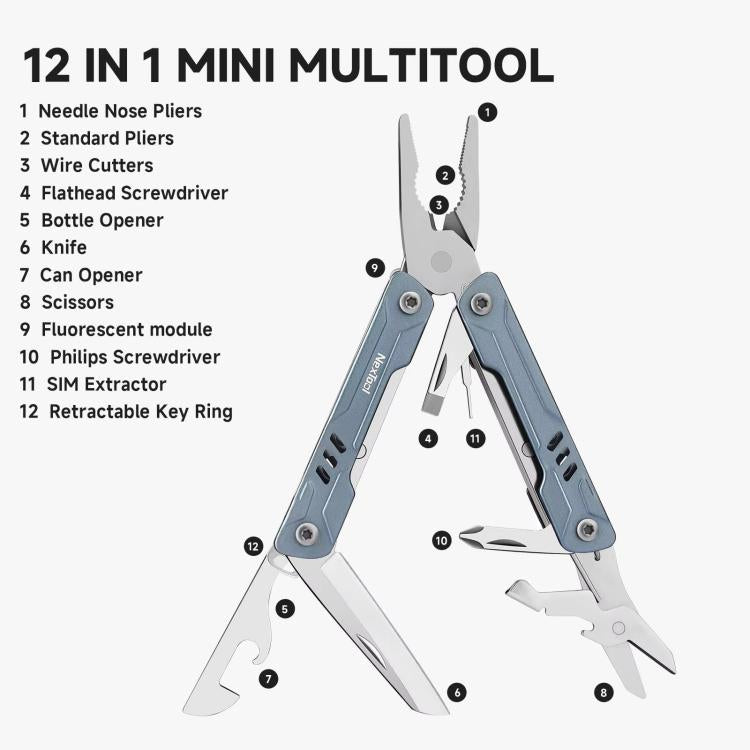 NexTool S11 Mini Sailor 11-in-1 Multitool da esterno: coltello tascabile, pinze pieghevoli, tronchesi, kit di sopravvivenza EDC, S11 Blue, S11 Black
