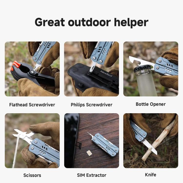 NexTool S11 Mini Sailor 11-in-1 Multitool da esterno: coltello tascabile, pinze pieghevoli, tronchesi, kit di sopravvivenza EDC, S11 Blue, S11 Black