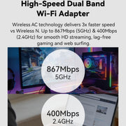 LB-LINK BL-WDN1310 1300Mbps Driver-Free Dual-Band 5GHz Desktop/Laptop Wireless Network Adapter Receiver Transmitter USB External Network Card, BL-WDN1310