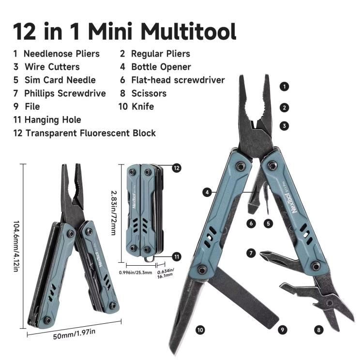 NexTool S11 Pro Mini Sailor 12-in-1 Multi Tool da esterno, coltello tascabile, pinze pieghevoli, tronchesi, kit di sopravvivenza EDC, S11 Pro