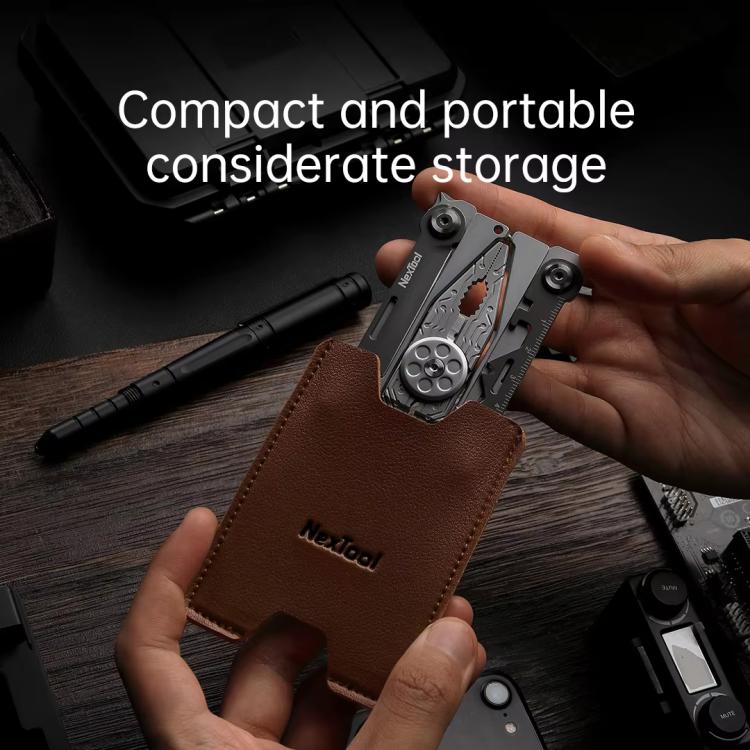 Nextool Silver Blade EDC Tool 14 in 1: pinze pieghevoli tascabili, cacciavite, chiave inglese, coltello con custodia in pelle