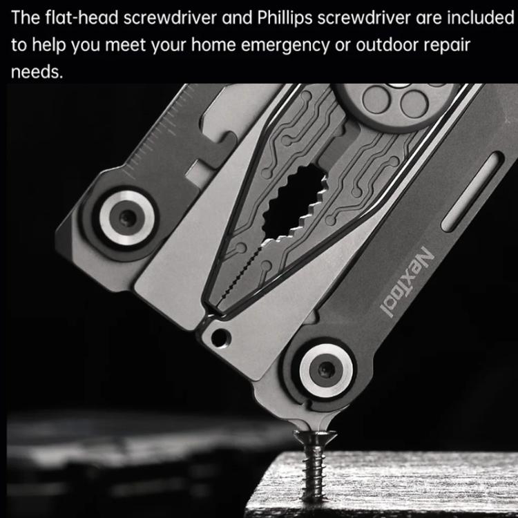 Nextool Silver Blade EDC Tool 14 in 1: pinze pieghevoli tascabili, cacciavite, chiave inglese, coltello con custodia in pelle