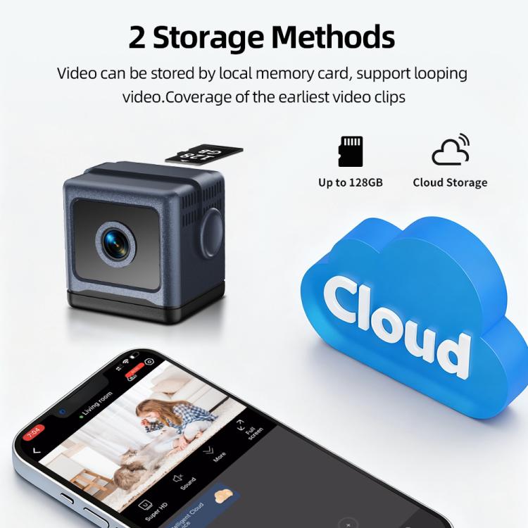 Mini telecamera a batteria con rilevamento di movimento, allarme intelligente e connessione wireless, W03