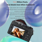 Videocamera digitale G650 5K / 72MP WiFi con schermo IPS da 2,8 pollici e zoom ottico 12x., G650