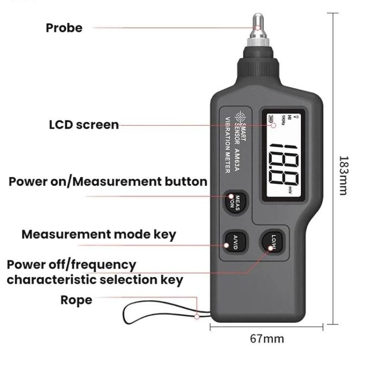 SMART SENSOR Misuratore di vibrazioni a motore portatile antideflagrante ad alta precisione, SMART SENSOR AM63A