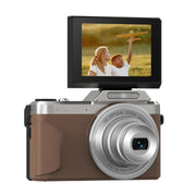 Videocamera D27 4K per vlogging, con fotocamera da 64 MP, zoom ottico 6x, schermo orientabile a 180 gradi e connettività Wi-Fi., D27 Black, D27 Brown