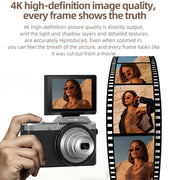 Videocamera D27 4K per vlogging, con fotocamera da 64 MP, zoom ottico 6x, schermo orientabile a 180 gradi e connettività Wi-Fi., D27 Black, D27 Brown