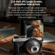 Videocamera D27 4K per vlogging, con fotocamera da 64 MP, zoom ottico 6x, schermo orientabile a 180 gradi e connettività Wi-Fi., D27 Black, D27 Brown