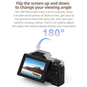 Videocamera D27 4K per vlogging, con fotocamera da 64 MP, zoom ottico 6x, schermo orientabile a 180 gradi e connettività Wi-Fi., D27 Black, D27 Brown