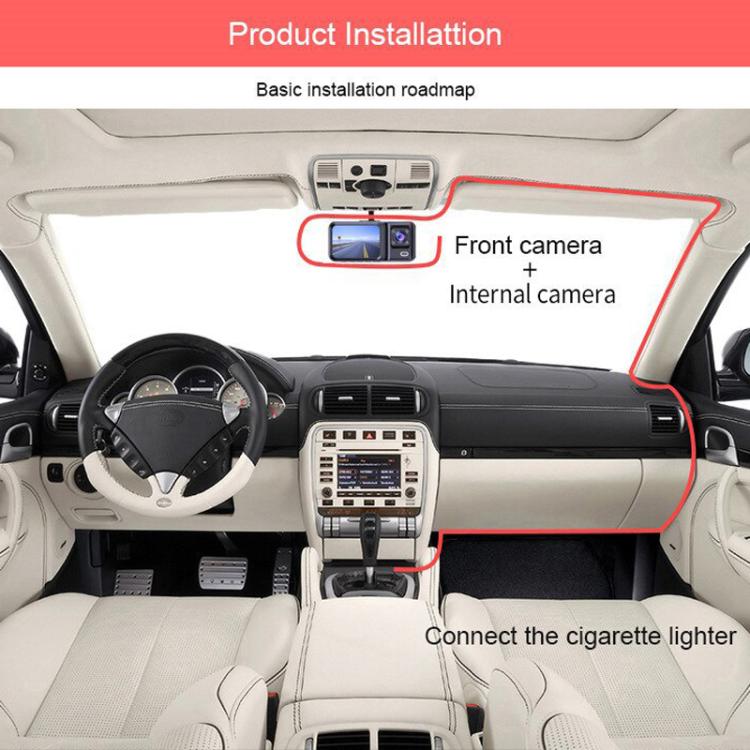 Videocamera da cruscotto G98 HD 1080P con registratore DVR a infrarossi., Front + Inside, Front + Inside + Rear
