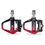 WEST BIKING Pedali a sgancio rapido leggeri compatibili con SPD per bici da strada - con tacchette e cuscinetti ad alta efficienza, Black Steel, Black Red Steel, Black Red Titanium