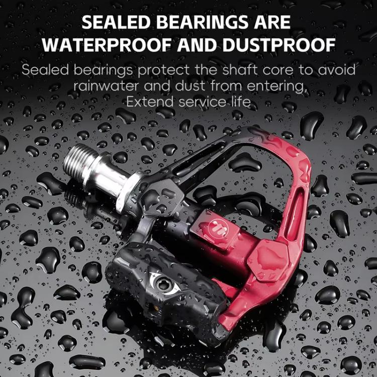 WEST BIKING Pedali a sgancio rapido leggeri compatibili con SPD per bici da strada - con tacchette e cuscinetti ad alta efficienza, Black Steel, Black Red Steel, Black Red Titanium