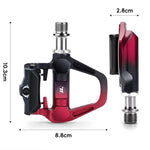 WEST BIKING Pedali a sgancio rapido leggeri compatibili con SPD per bici da strada - con tacchette e cuscinetti ad alta efficienza, Black Steel, Black Red Steel, Black Red Titanium