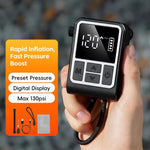 WEST BIKING Mini pompa d'aria elettrica digitale portatile con pressione preimpostata, ricaricabile tramite USB-C per biciclette, motociclette e palloni.